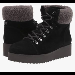 Sam Edelman Faux Shearling Hiking Boot-Black Sz 8